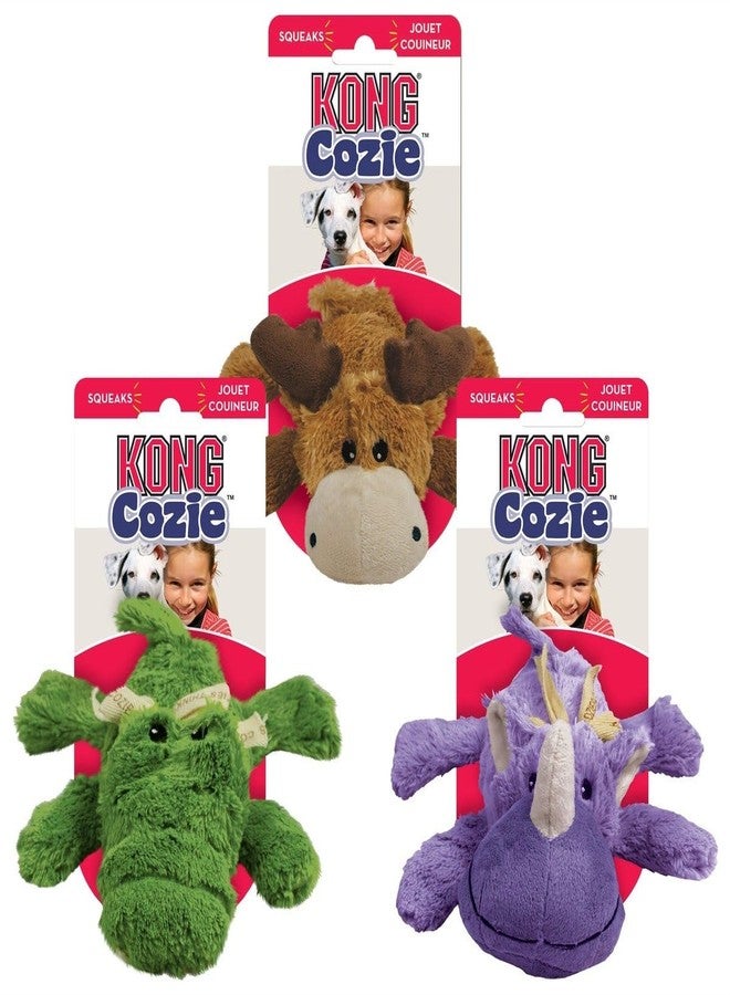KONG Cozie Bundle Variety Pack - Cozie Marvin The Moose Plush Dog Toy, Ali The Alligator & Rosie The Rhino - Medium Size Plush Dog Toys - Image 1
